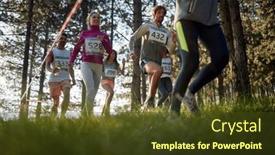  Presentation with athletes - Slide deck consisting of group-of-amateur-athletes-running background and a tawny brown colored foreground