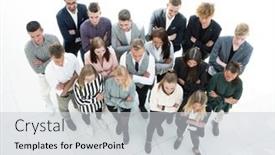  Presentation with young business people - Theme featuring group-of-ambitious-young-business background and a light gray colored foreground