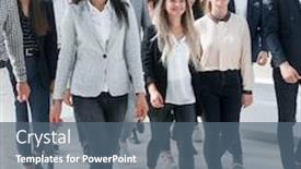  Presentation with group of diverse people - Beautiful presentation design featuring group-of-ambitious-young-people backdrop and a ocean colored foreground