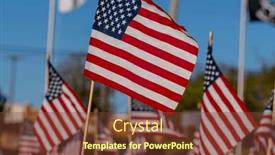  Presentation with wave - Slides featuring group-of-american-flags-wave background and a tawny brown colored foreground