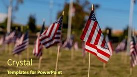  Presentation with wave - PPT layouts having group-of-american-flags-wave and a tawny brown colored foreground
