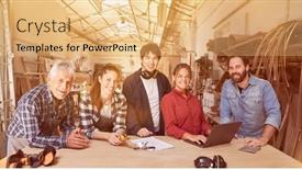  Presentation with group training - Beautiful PPT theme featuring group-of-apprentices-and-masters backdrop and a coral colored foreground