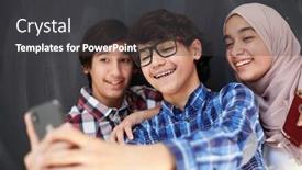  Presentation with teens - Audience pleasing PPT layouts consisting of group-of-arab-teens-taking backdrop and a dark gray colored foreground