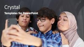  Presentation with teens - PPT layouts enhanced with group-of-arab-teens-taking background and a dark gray colored foreground