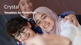  Presentation with teens - Amazing slide deck having group-of-arab-teens-taking backdrop and a tawny brown colored foreground