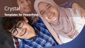 Presentation with teens - PPT theme consisting of group-of-arab-teens-taking background and a tawny brown colored foreground