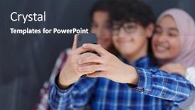  Presentation with teens - Slides having group-of-arab-teens-taking background and a tawny brown colored foreground