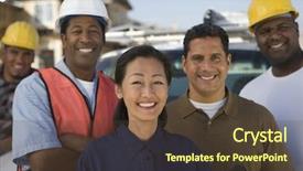  Presentation with architects - Slides featuring group of architects at construction background and a tawny brown colored foreground