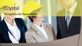  Presentation with architects - Audience pleasing slide deck consisting of group of architects discussing construction project backdrop and a yellow colored foreground