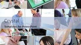  Presentation with architects - Theme with group of architects working had to meet dead-line background and a light blue colored foreground