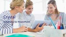  Presentation with using digital tablet - Audience pleasing PPT theme consisting of group of artists using digital backdrop and a  colored foreground