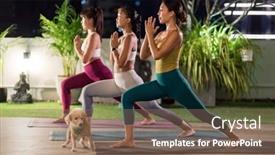  Presentation with lockdown - Cool new PPT layouts with group-of-asian-women backdrop and a violet colored foreground