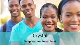  Presentation with african american college students - PPT layouts having group of attractive african american college students outside on campus background and a cyan colored foreground