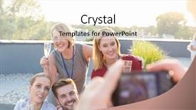  Presentation with group - Slide deck consisting of group of attractive business colleagues background and a white colored foreground