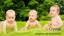  Presentation with babies - Slide deck featuring group of babies outdoors background and a yellow colored foreground