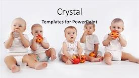  Presentation with baby sitting - Presentation theme consisting of group of babies with apples background and a white colored foreground
