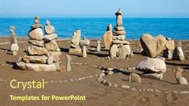  Presentation with balanced stones - Amazing theme having water freedom wellness well being - group of balanced stones backdrop and a coral colored foreground