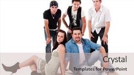  Presentation with members - Presentation with group of band members isolated on white background and a soft green colored foreground