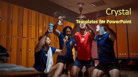  Presentation with basketball players - Slides having group-of-basketball-players-holding background and a tawny brown colored foreground