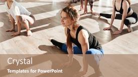  Presentation with group - Presentation featuring activa - group of beautfiul young people background and a coral colored foreground