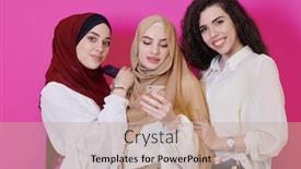  Presentation with islam ramadan - Theme consisting of group-of-beautiful-muslim-women background and a coral colored foreground