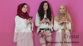  Presentation with muslim women - Slides with group-of-beautiful-muslim-women background and a  colored foreground