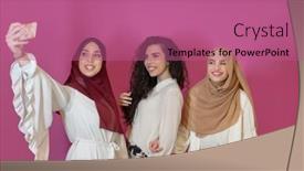  Presentation with hijab modern - Presentation theme consisting of group-of-beautiful-muslim-women background and a  colored foreground