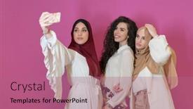  Presentation with muslim women - Slides enhanced with group-of-beautiful-muslim-women background and a coral colored foreground