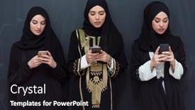  Presentation with muslim women - Presentation theme consisting of group-of-beautiful-muslim-women background and a wine colored foreground