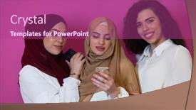  Presentation with islam ramadan - PPT theme featuring group-of-beautiful-muslim-women background and a violet colored foreground