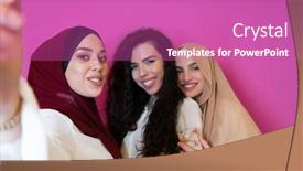  Presentation with islam - PPT layouts having group-of-beautiful-muslim-women background and a coral colored foreground