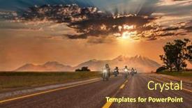  Presentation with bikers - PPT theme consisting of group-of-bikers-riding background and a tawny brown colored foreground