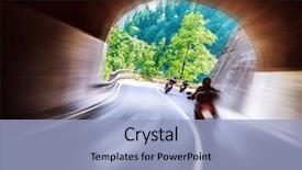  Presentation with touring - Slide deck having group of bikers touring along background and a light blue colored foreground