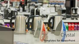  Presentation with brand - Cool new PPT theme with group-of-brand-new-irons backdrop and a mint green colored foreground