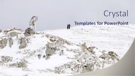  Presentation with climbing mountains - PPT theme featuring group-of-brave-tourists background and a sky blue colored foreground