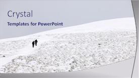  Presentation with climbing mountains - Slides with group-of-brave-tourists background and a sky blue colored foreground