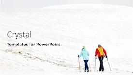  Presentation with climbing mountains - Slide set consisting of group-of-brave-tourists background and a cream colored foreground