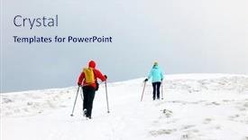  Presentation with climbing mountains - PPT theme having group-of-brave-tourists background and a sky blue colored foreground