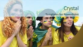  Presentation with soccer fans - Amazing slide deck having group of brazilian soccer fans backdrop and a cool aqua colored foreground