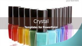  Presentation with bright white - Slide deck enhanced with group-of-bright-nail-polishes background and a tawny brown colored foreground