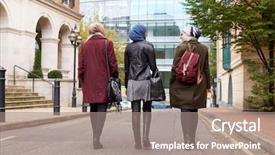  Presentation with muslim women - Cool new slide set with group of british muslim businesswomen backdrop and a coral colored foreground