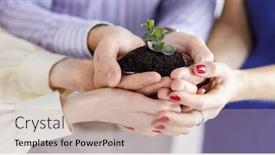  Presentation with holding hands - Theme enhanced with group-of-business-hands-holding background and a coral colored foreground
