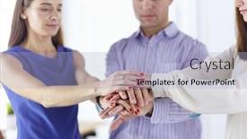  Presentation with business growing - Theme with group-of-business-hands-holding background and a light blue colored foreground