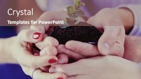  Presentation with business growing - Cool new PPT layouts with group-of-business-hands-holding backdrop and a coral colored foreground