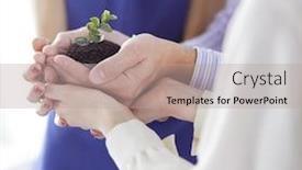  Presentation with business growing - Presentation enhanced with group-of-business-hands-holding background and a mint green colored foreground