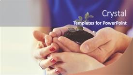  Presentation with business growing - Audience pleasing slide deck consisting of group-of-business-hands-holding backdrop and a violet colored foreground