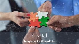  Presentation with group support - Colorful slide deck enhanced with group-of-business-people-assembling backdrop and a dark gray colored foreground