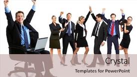  Presentation with team group - Colorful PPT layouts enhanced with group of business people business team isolated over white background backdrop and a mint green colored foreground