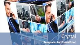  Presentation with people collage - Theme enhanced with group of business people cube background and a teal colored foreground