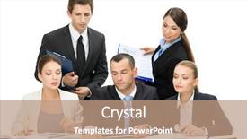  Presentation with teamwork cooperation - Audience pleasing PPT layouts consisting of group of business people debating while sitting at the table isolated on white concept of teamwork and cooperation backdrop and a coral colored foreground